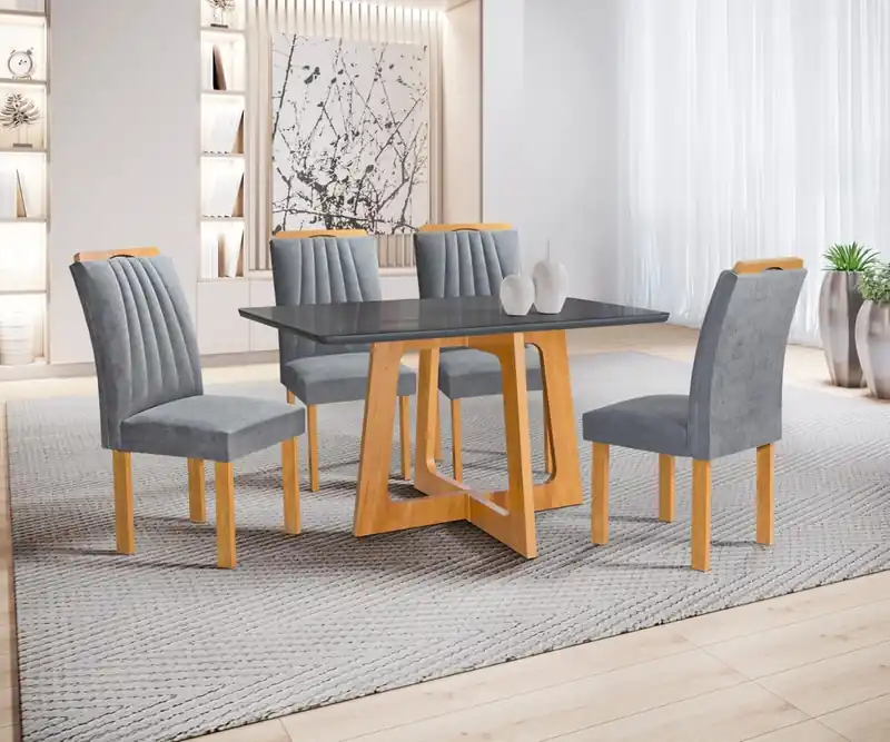 Conjunto Mesa Dubai 1,20x0,80 com 4 Cadeiras 100% MDF – Jotaí Móveis Fortaleza