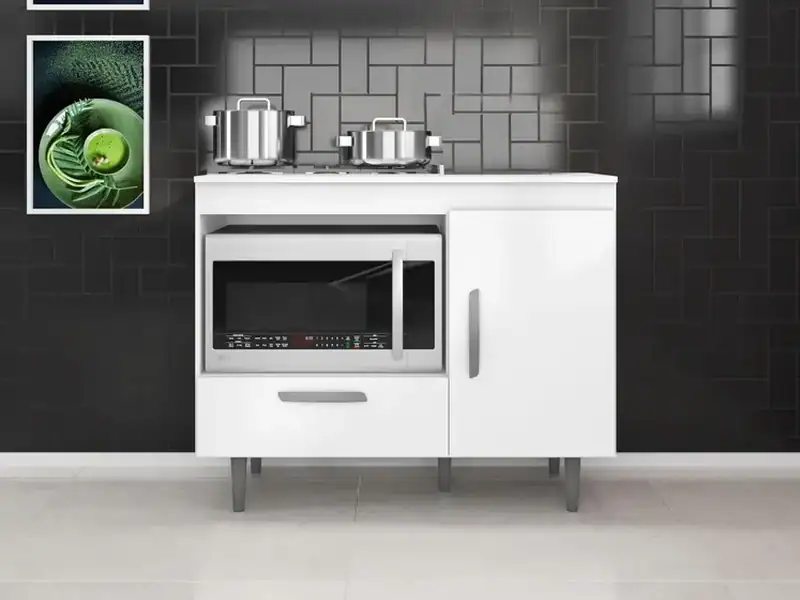 Balcão 1 portas 1 Gaveta Cooktop 4 Bocas - 100% MDP – Jotaí Móveis Fortaleza