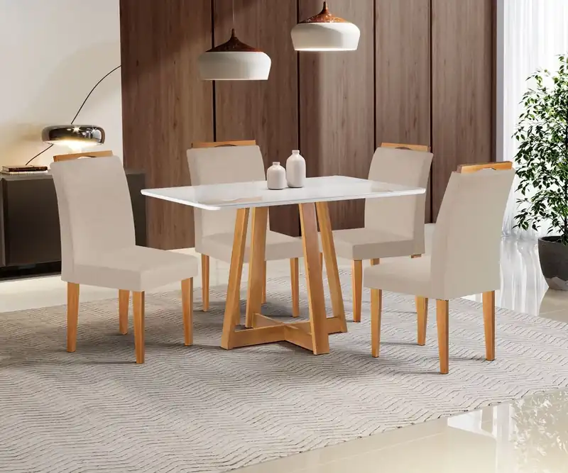 Conjunto Mesa Mariana 1,20x0,80 com 4 Cadeiras Madeira – Jotaí Móveis Fortaleza