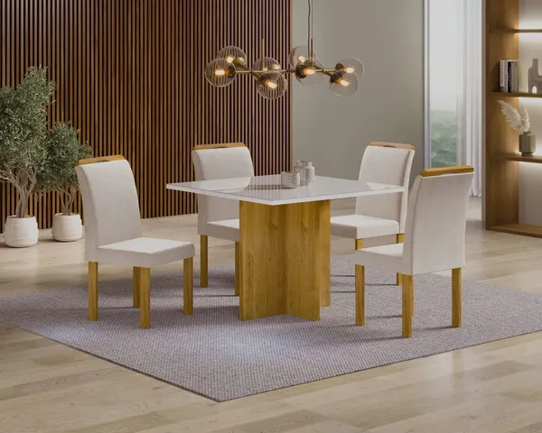 Conjunto Mesa Salinas 0,90x0,90 com 4 Cadeeiras 100% MDF – Jotaí Móveis Fortaleza