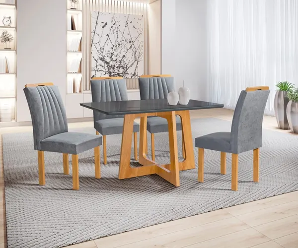 Conjunto Mesa Dubai 1,20x0,80 com 4 Cadeiras 100% MDF – Jotaí Móveis Fortaleza