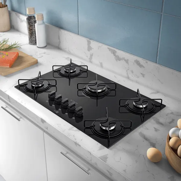 Cooktop Milão Preto 05 Bocas – Jotaí Móveis Fortaleza