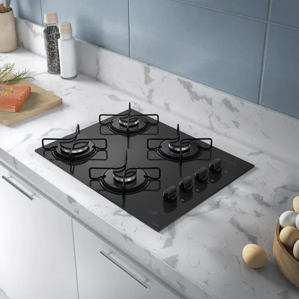 Cooktop Milão Preto 04 Bocas – Jotaí Móveis Fortaleza