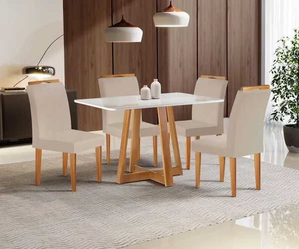 Conjunto Mesa Mariana 1,20x0,80 com 4 Cadeiras Madeira – Jotaí Móveis Fortaleza